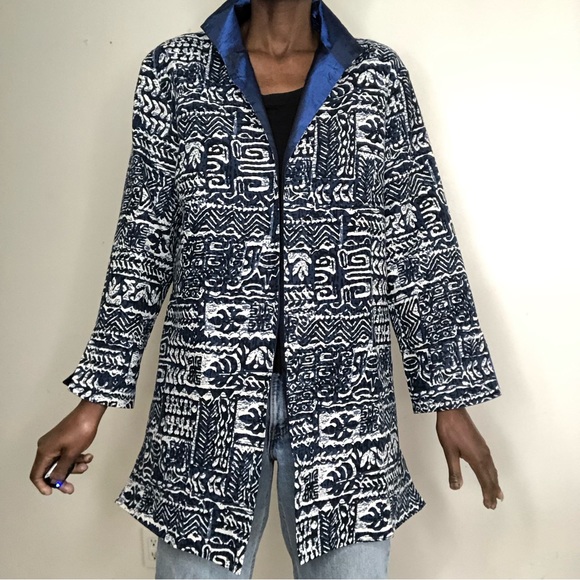 VINTAGE | GUMPS San Francisco Blue Batik Tunic Jacket - Picture 4 of 8